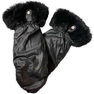 UGG Real Shearling-Trim Mittens Black Size Small